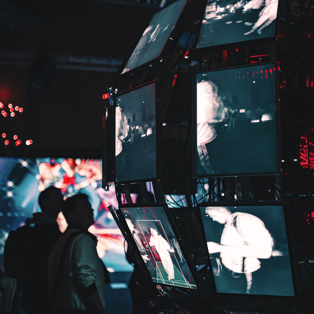 Technology implementation with multiple digital screens and displays